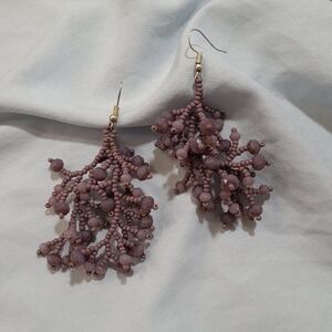 Handmade Beaded Grape Style Earrings